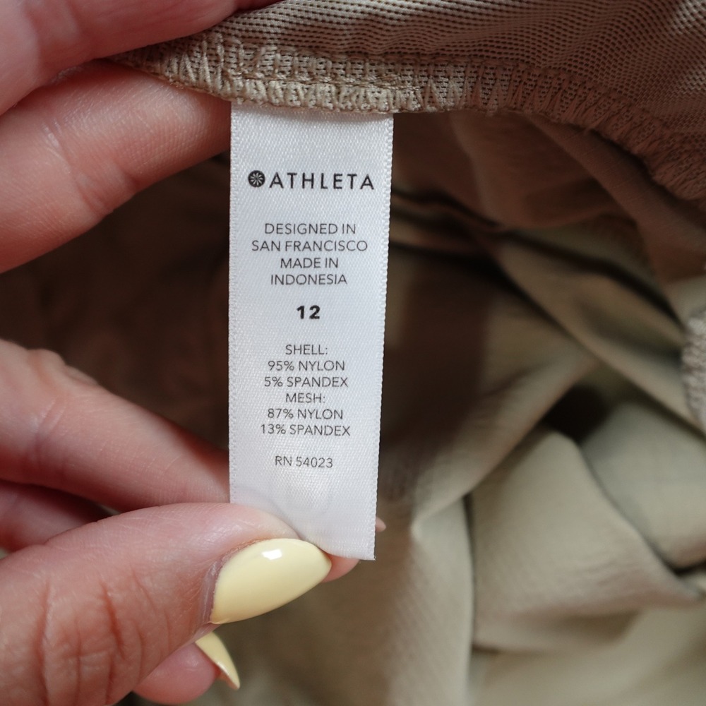 Athleta Jogger Womens 12 Tan Trekkie North Zipper Pocket Hiking Lightweight - Picture 10 of 13